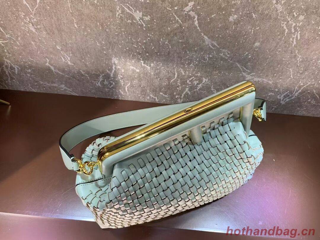 FENDI FIRST MEDIUM Mint leather interlace bag 8BP127AB green FENDI FIRST MEDIUM Mint leather interlace bag 8BP127AB green