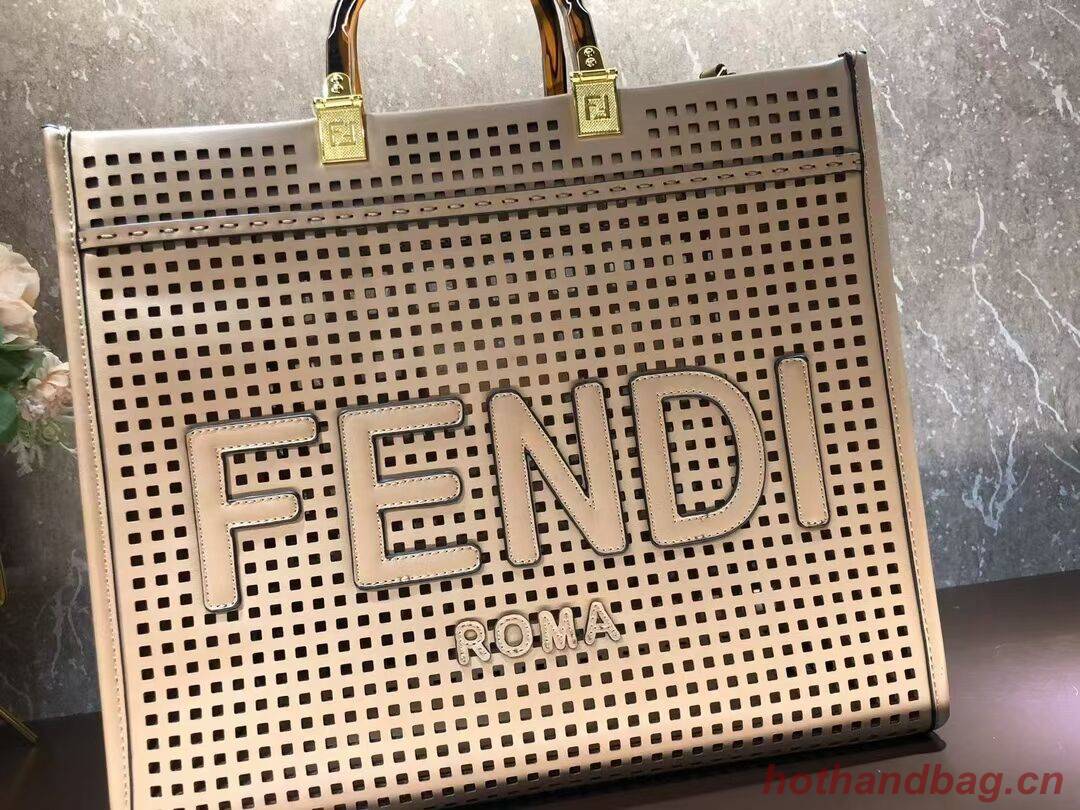 Fendi Sunshine Medium Two-toned perforated leather shopper 8BH386A apricot Fendi Sunshine Medium Two-toned perforated leather shopper 8BH386A apricot