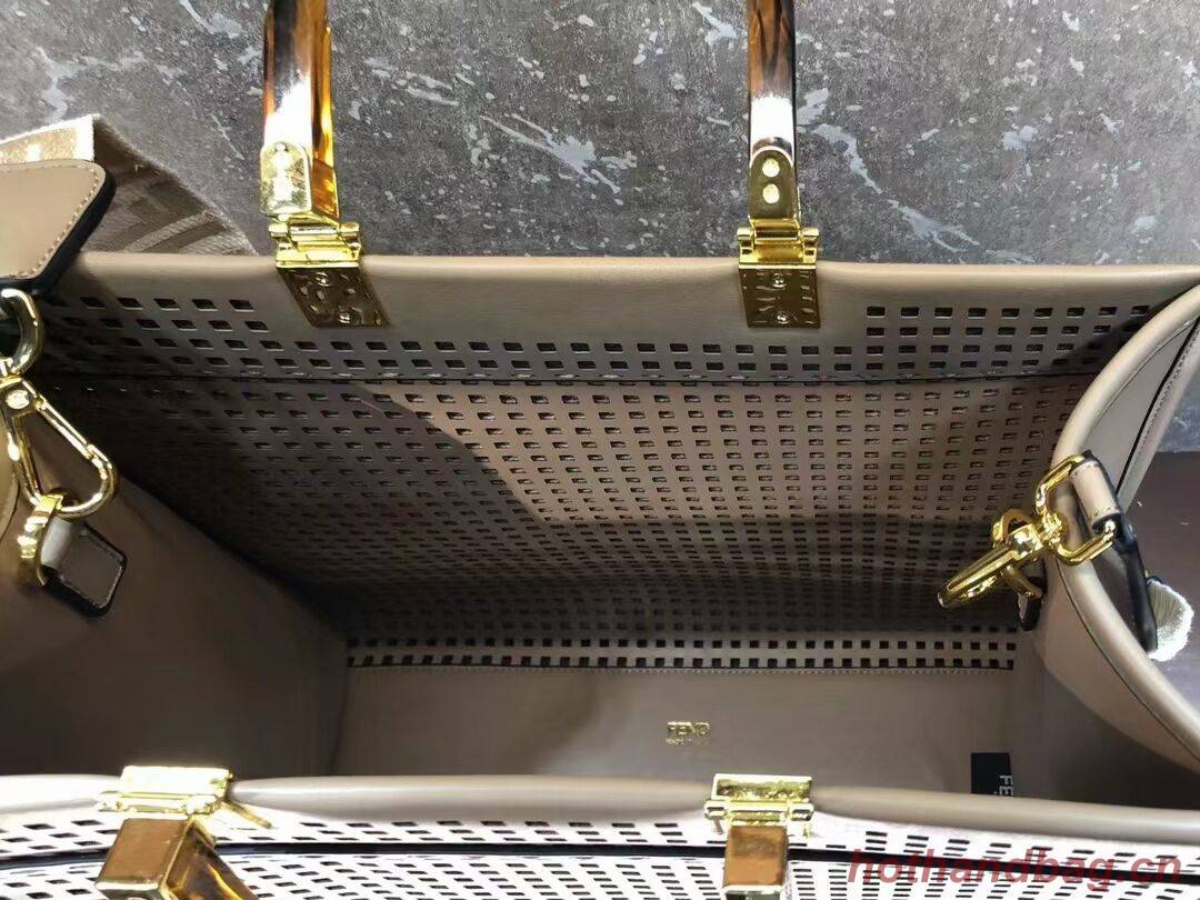 Fendi Sunshine Medium Two-toned perforated leather shopper 8BH386A apricot Fendi Sunshine Medium Two-toned perforated leather shopper 8BH386A apricot