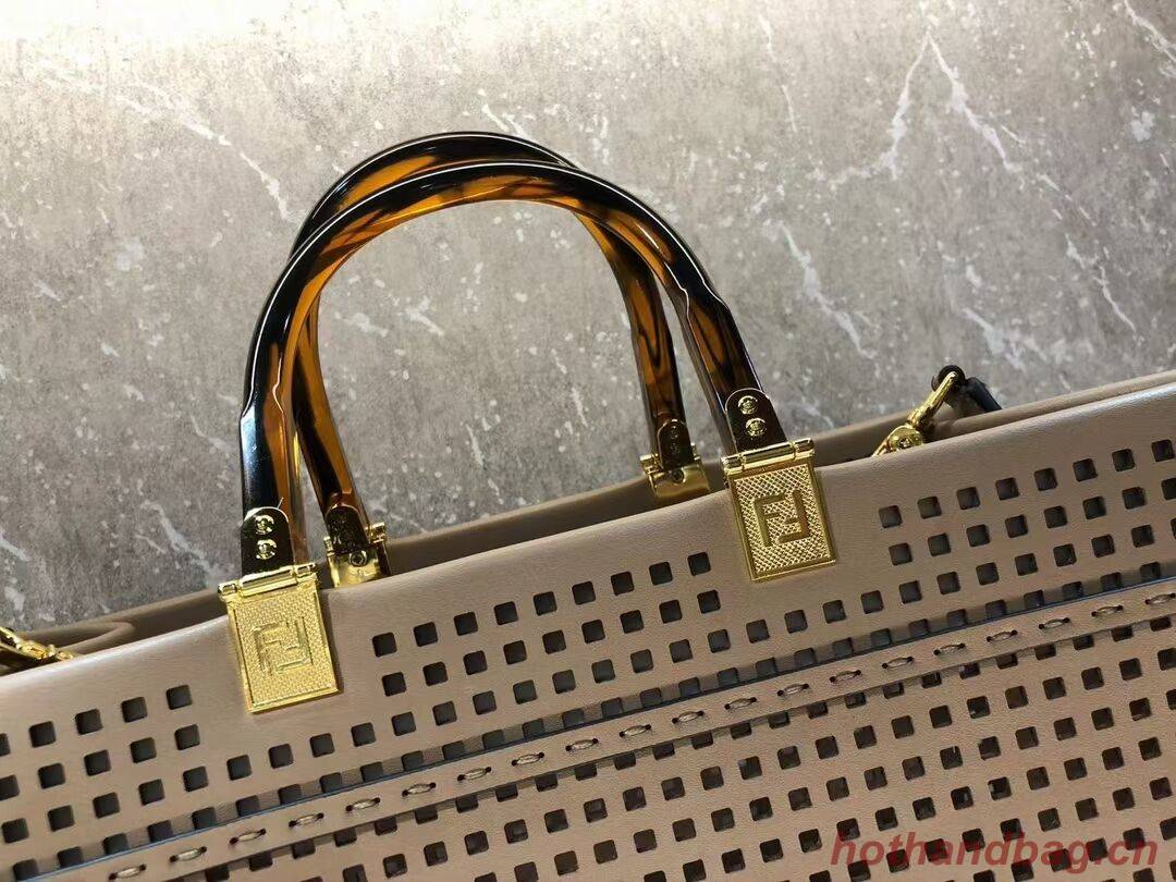 Fendi Sunshine Medium Two-toned perforated leather shopper 8BH386A apricot Fendi Sunshine Medium Two-toned perforated leather shopper 8BH386A apricot