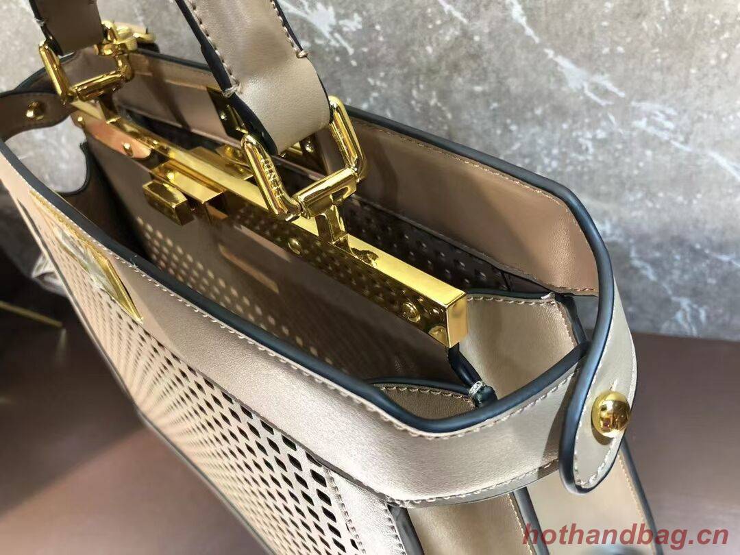 Fendi Peekaboo ISeeU perforated leather bag F1658 apricot Fendi Peekaboo ISeeU perforated leather bag F1658 apricot