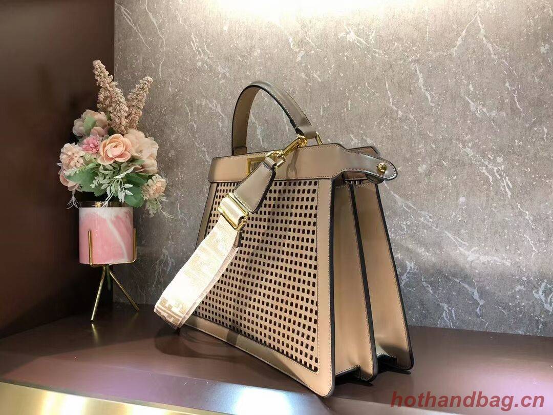 Fendi Peekaboo ISeeU perforated leather bag F1658 apricot Fendi Peekaboo ISeeU perforated leather bag F1658 apricot