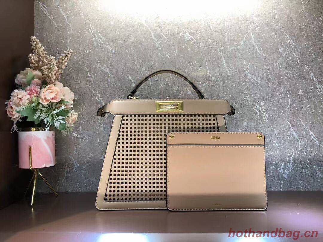 Fendi Peekaboo ISeeU perforated leather bag F1658 apricot Fendi Peekaboo ISeeU perforated leather bag F1658 apricot
