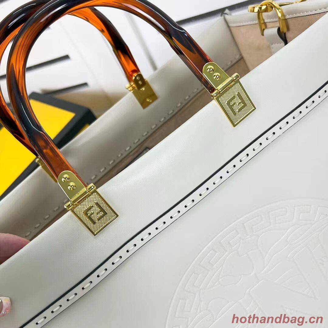 Fendi Sunshine Medium Fendace Printedleather Logo shopper F0873 white Fendi Sunshine Medium Fendace Printedleather Logo shopper F0873 white