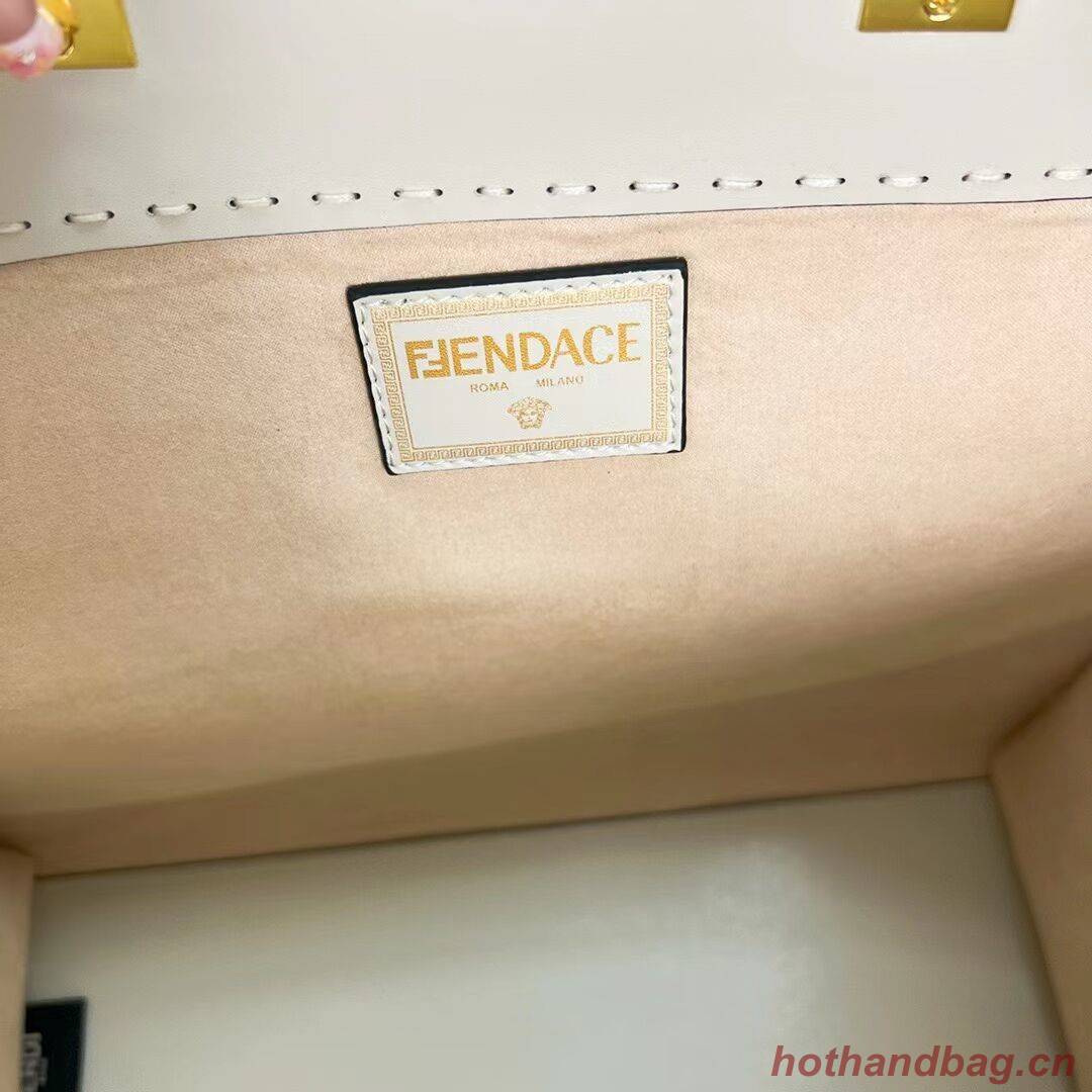 Fendi Sunshine Medium Fendace Printedleather Logo shopper F0873 white Fendi Sunshine Medium Fendace Printedleather Logo shopper F0873 white