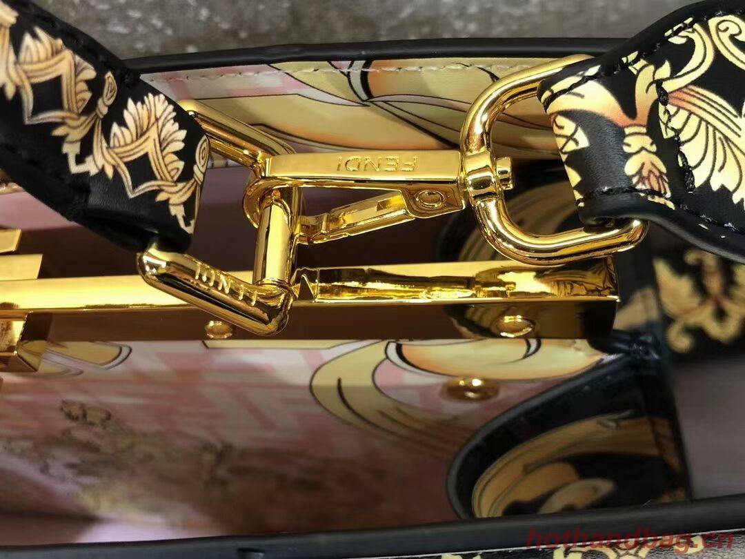 Fendi Peekaboo printed silk bag bag F1951 black Fendi Peekaboo printed silk bag bag F1951 black