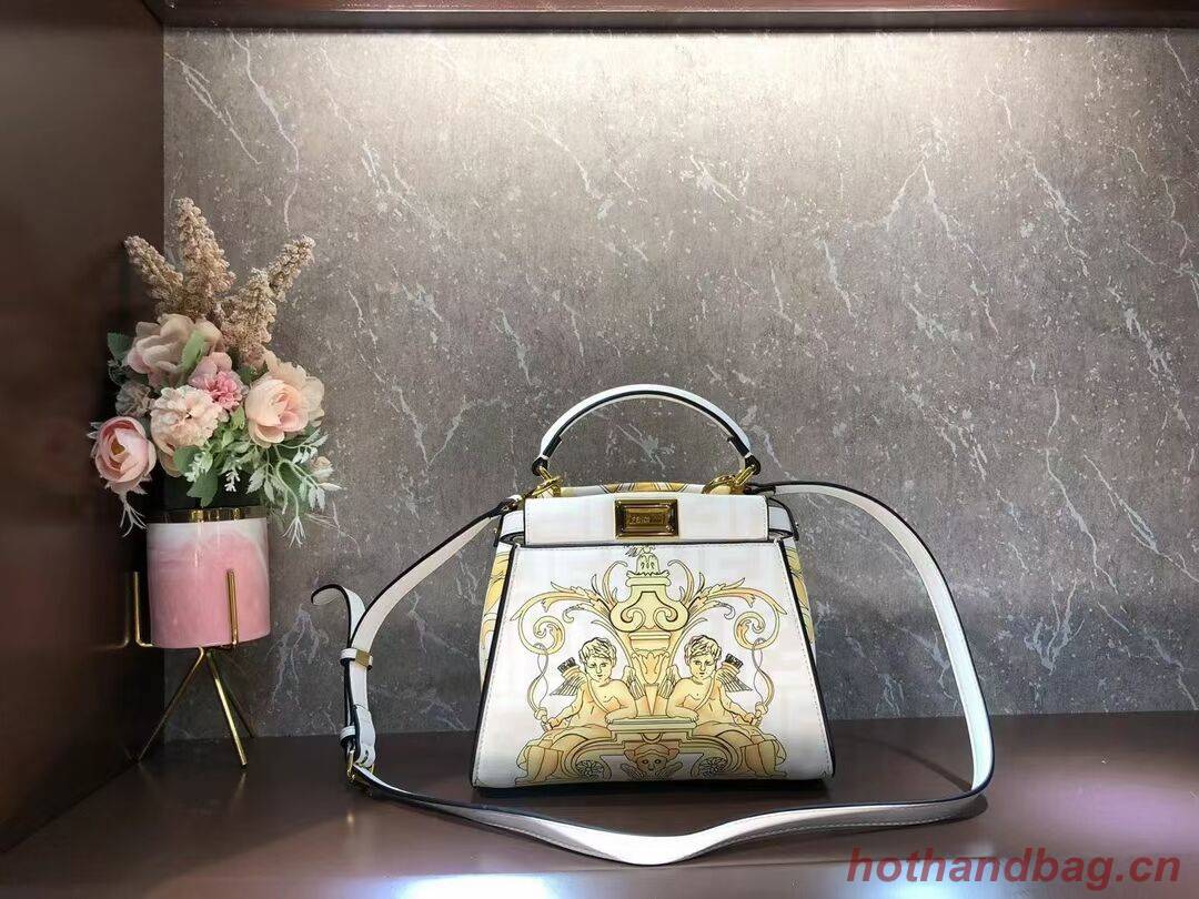 Fendi mini Peekaboo printed silk bag bag F1952 Beige Fendi mini Peekaboo printed silk bag bag F1952 Beige
