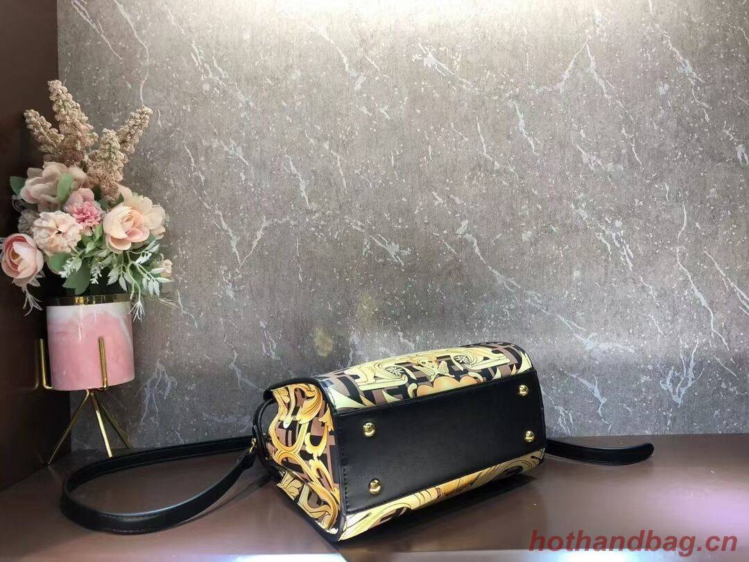 Fendi mini Peekaboo printed silk bag bag F1952 brown Fendi mini Peekaboo printed silk bag bag F1952 brown