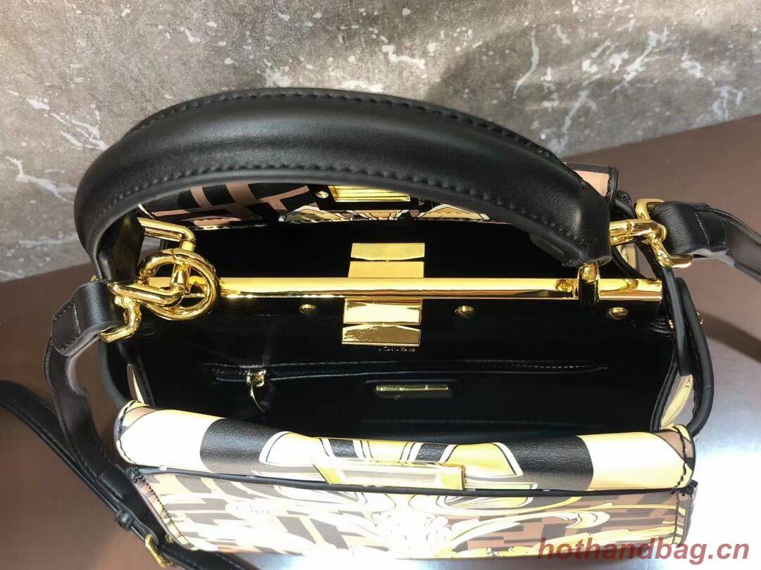 Fendi mini Peekaboo printed silk bag bag F1952 brown Fendi mini Peekaboo printed silk bag bag F1952 brown
