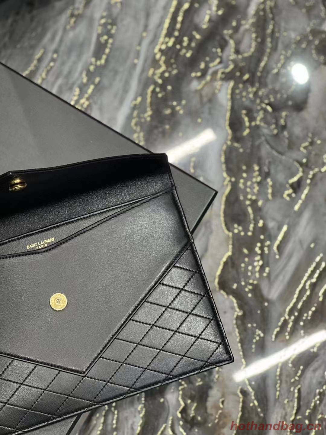 SAINT LAURENT GABY DOUBLE-FLAP CHAIN POUCH IN LAMBSKIN 6855961 black SAINT LAURENT GABY DOUBLE-FLAP CHAIN POUCH IN LAMBSKIN 6855961 black