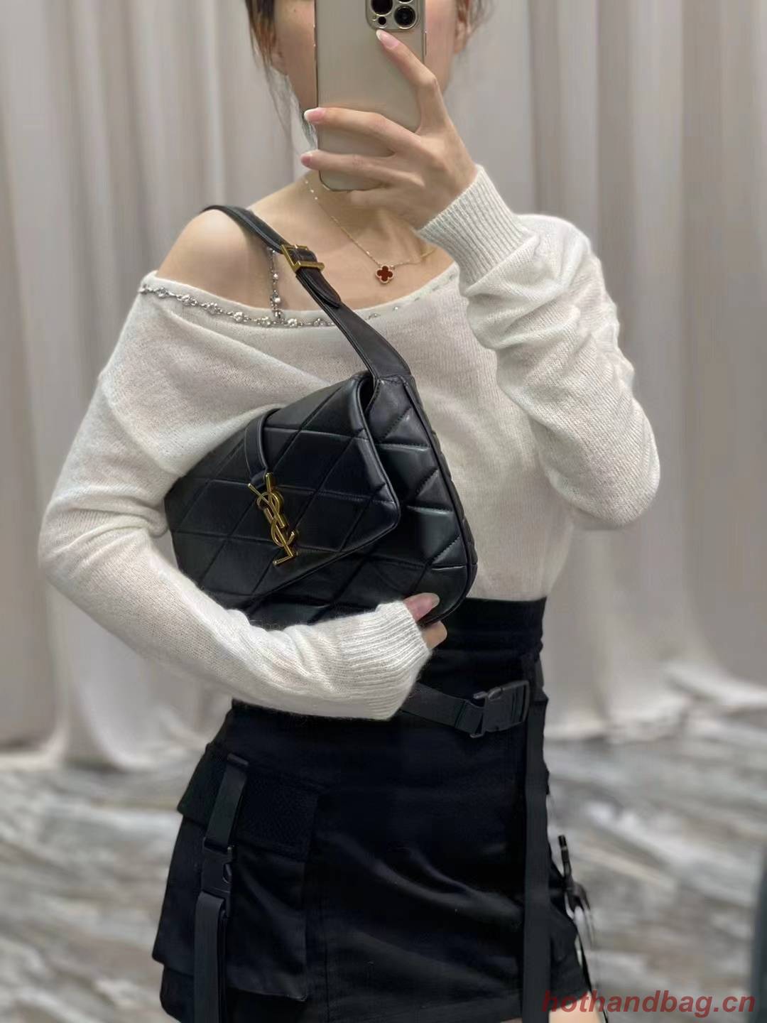 SAINT LAURENT LE 57 HOBO BAG IN QUILTED LAMBSKIN 698567 black SAINT LAURENT LE 57 HOBO BAG IN QUILTED LAMBSKIN 698567 black