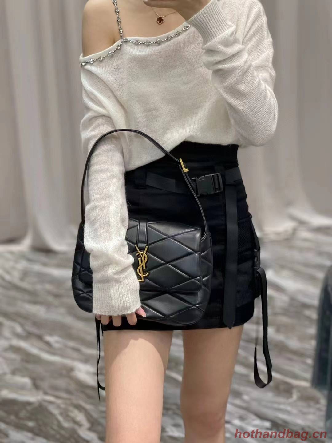 SAINT LAURENT LE 57 HOBO BAG IN QUILTED LAMBSKIN 698567 black SAINT LAURENT LE 57 HOBO BAG IN QUILTED LAMBSKIN 698567 black