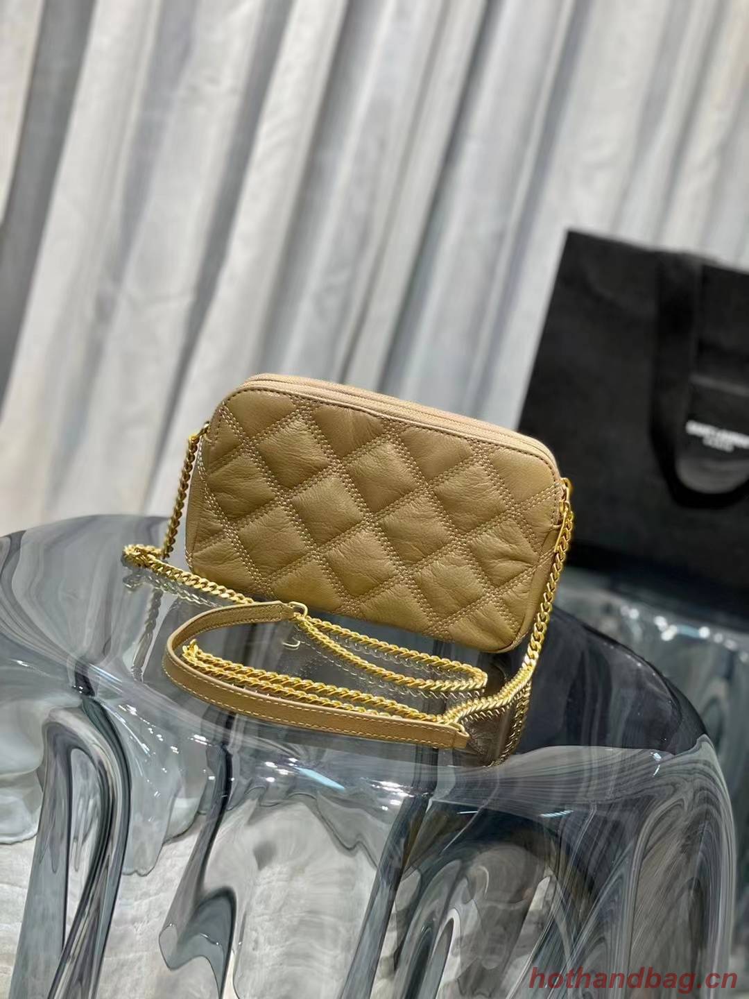 SAINT LAURENT MONOGRAM CHAIN WALLET IN LEATHER 655941 BEIGE SAINT LAURENT MONOGRAM CHAIN WALLET IN LEATHER 655941 BEIGE