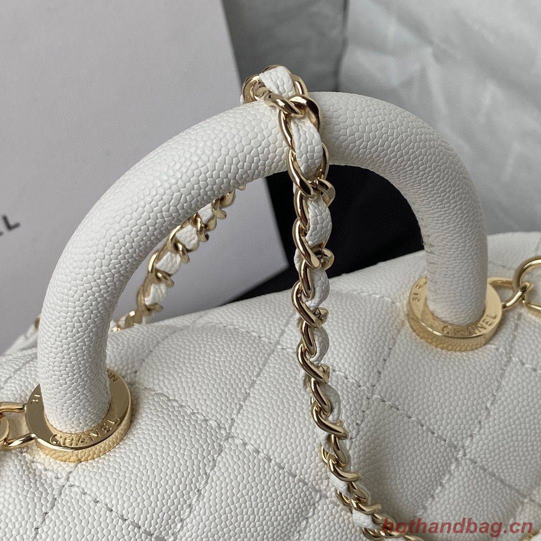 chanel mini flap bag original caviar leather with top handle white AS2215 gold-tone chanel mini flap bag original caviar leather with top handle white AS2215 gold-tone