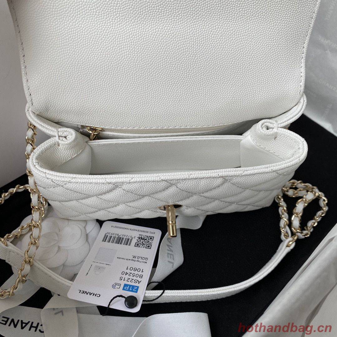 chanel mini flap bag original caviar leather with top handle white AS2215 gold-tone chanel mini flap bag original caviar leather with top handle white AS2215 gold-tone