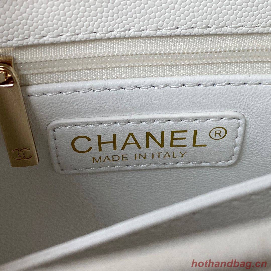 chanel mini flap bag original caviar leather with top handle white AS2215 gold-tone chanel mini flap bag original caviar leather with top handle white AS2215 gold-tone
