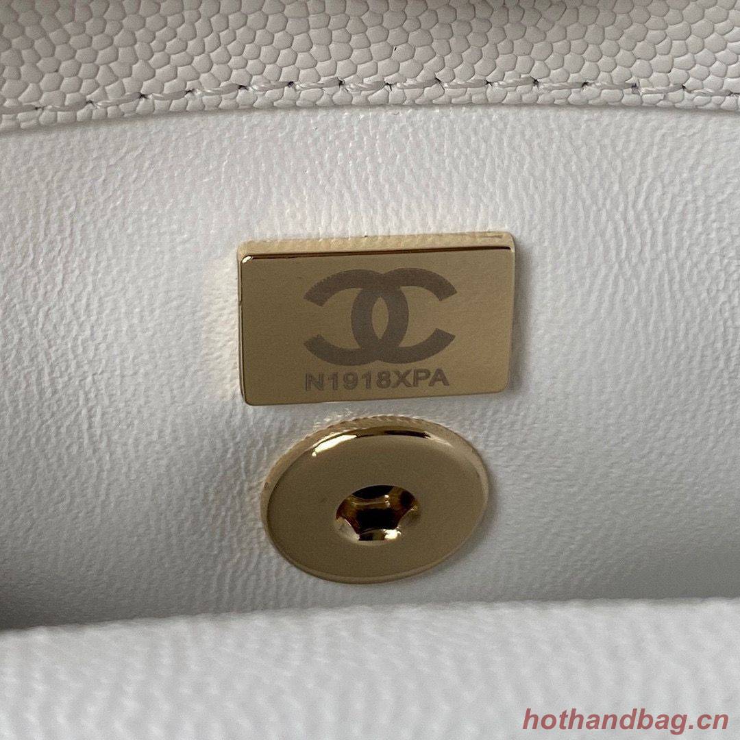 chanel mini flap bag original caviar leather with top handle white AS2215 gold-tone chanel mini flap bag original caviar leather with top handle white AS2215 gold-tone