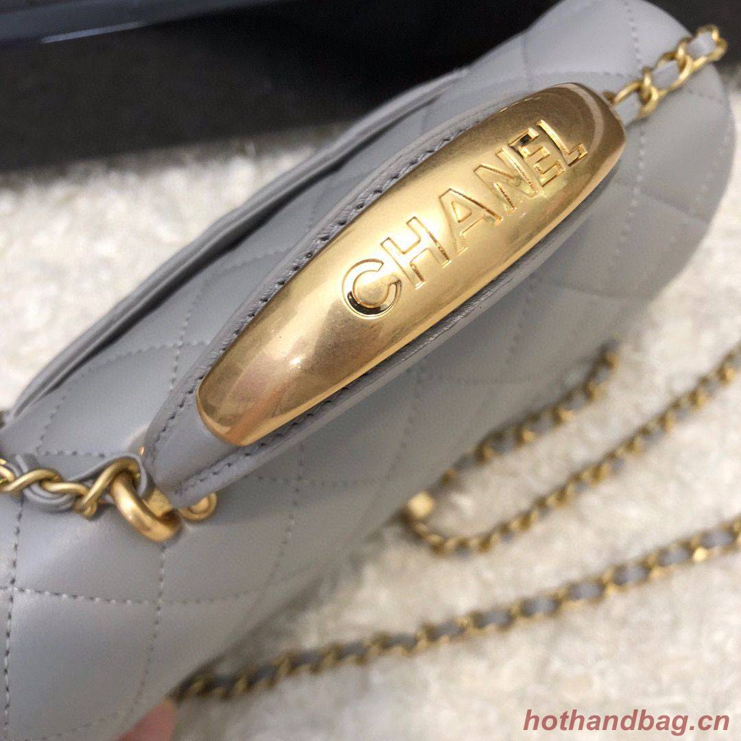 CHANEL 22B mini CF flap bag with Gold hardware top handle AS2431 Gray