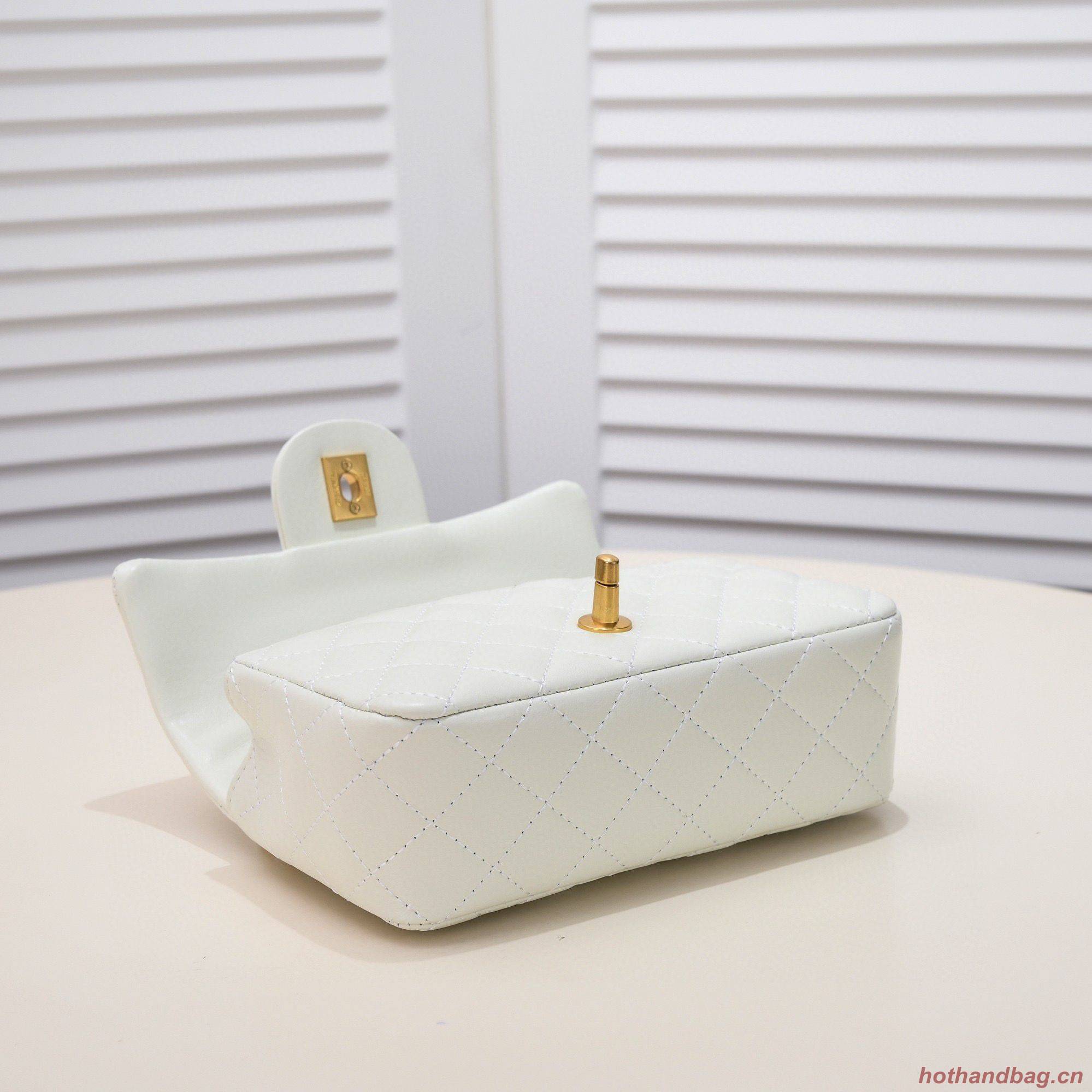 CHANEL 22B mini CF flap bag with Gold hardware top handle AS2431 White CHANEL 22B mini CF flap bag with Gold hardware top handle AS2431 White