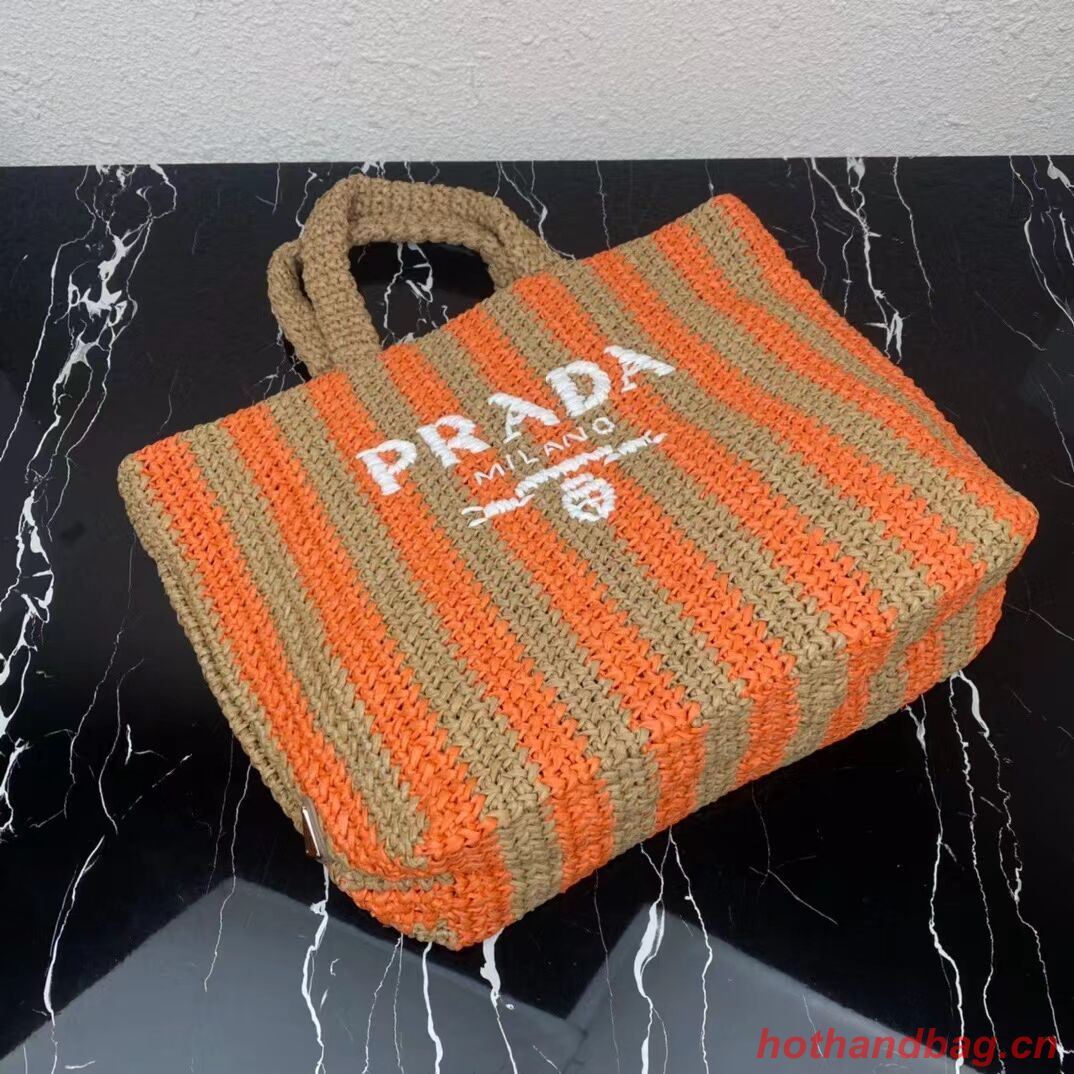 Prada Raffia tote bag 1NE229 orange Prada Raffia tote bag 1NE229 orange