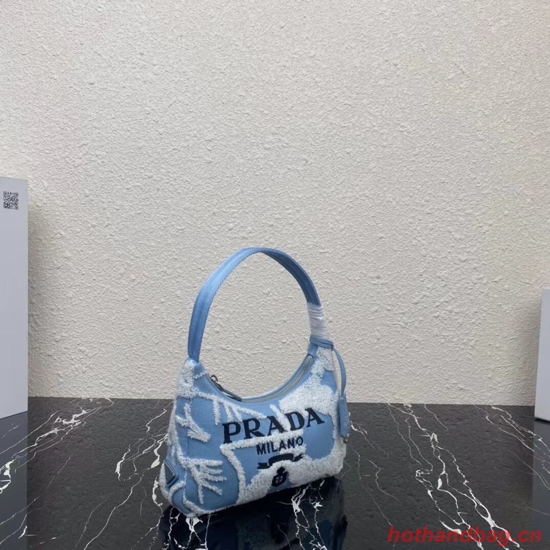 Prada Re-Edition 2000 embroidered drill mini bag 1NE515 sky blue Prada Re-Edition 2000 embroidered drill mini bag 1NE515 sky blue
