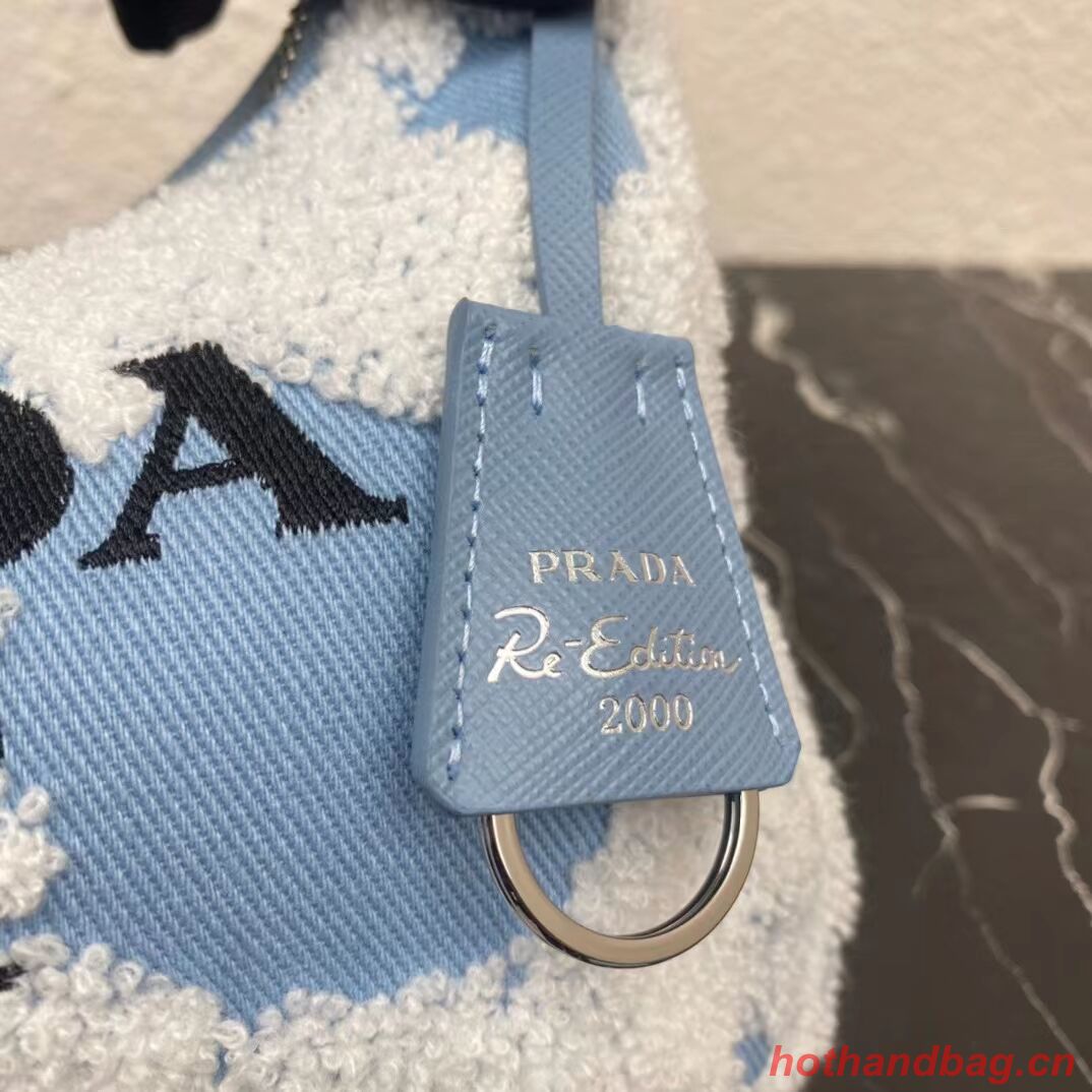 Prada Re-Edition 2000 embroidered drill mini bag 1NE515 sky blue Prada Re-Edition 2000 embroidered drill mini bag 1NE515 sky blue
