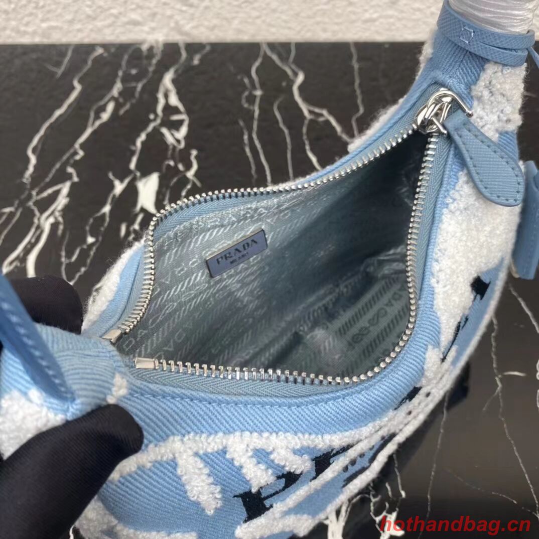Prada Re-Edition 2000 embroidered drill mini bag 1NE515 sky blue Prada Re-Edition 2000 embroidered drill mini bag 1NE515 sky blue