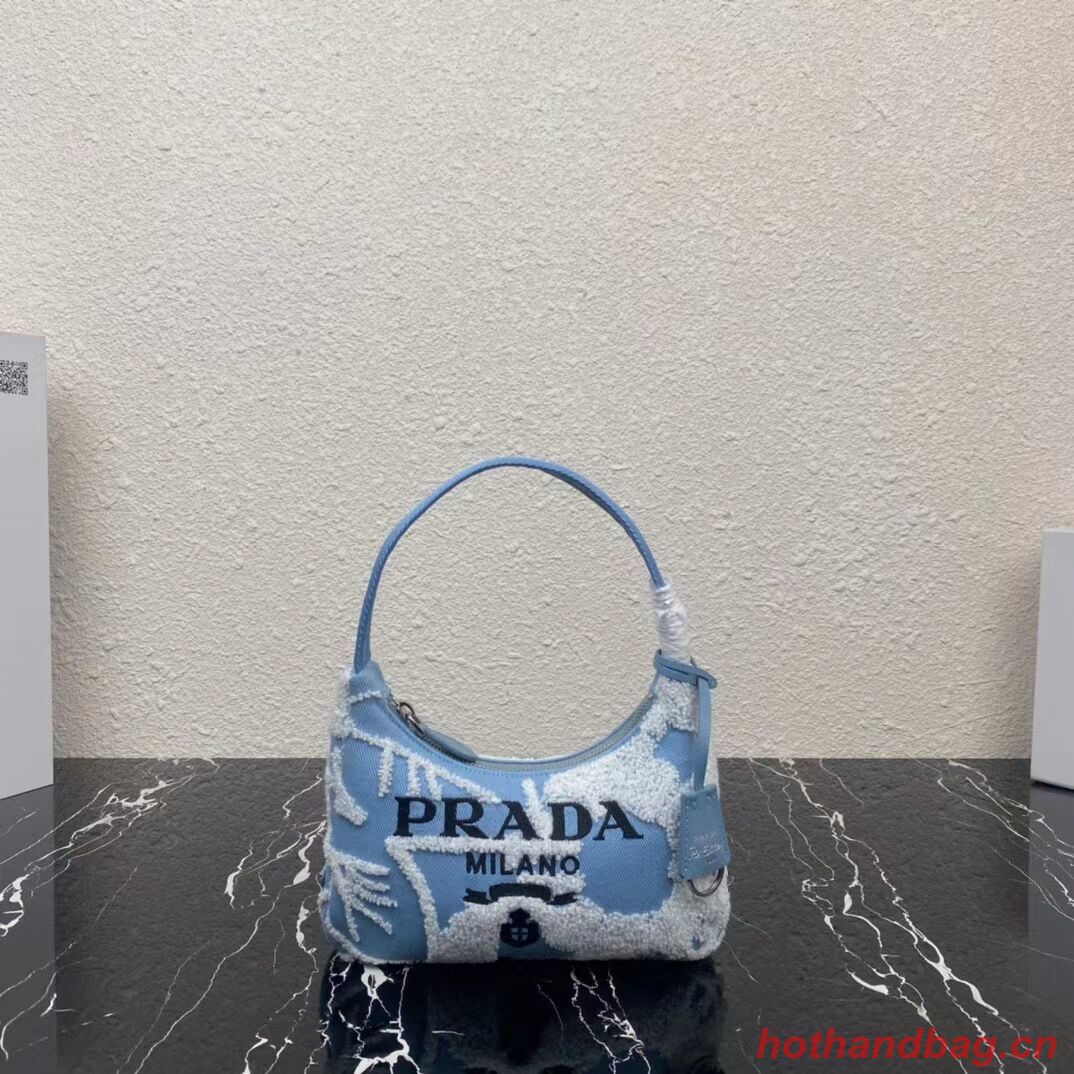 Prada Re-Edition 2000 embroidered drill mini bag 1NE515 sky blue Prada Re-Edition 2000 embroidered drill mini bag 1NE515 sky blue