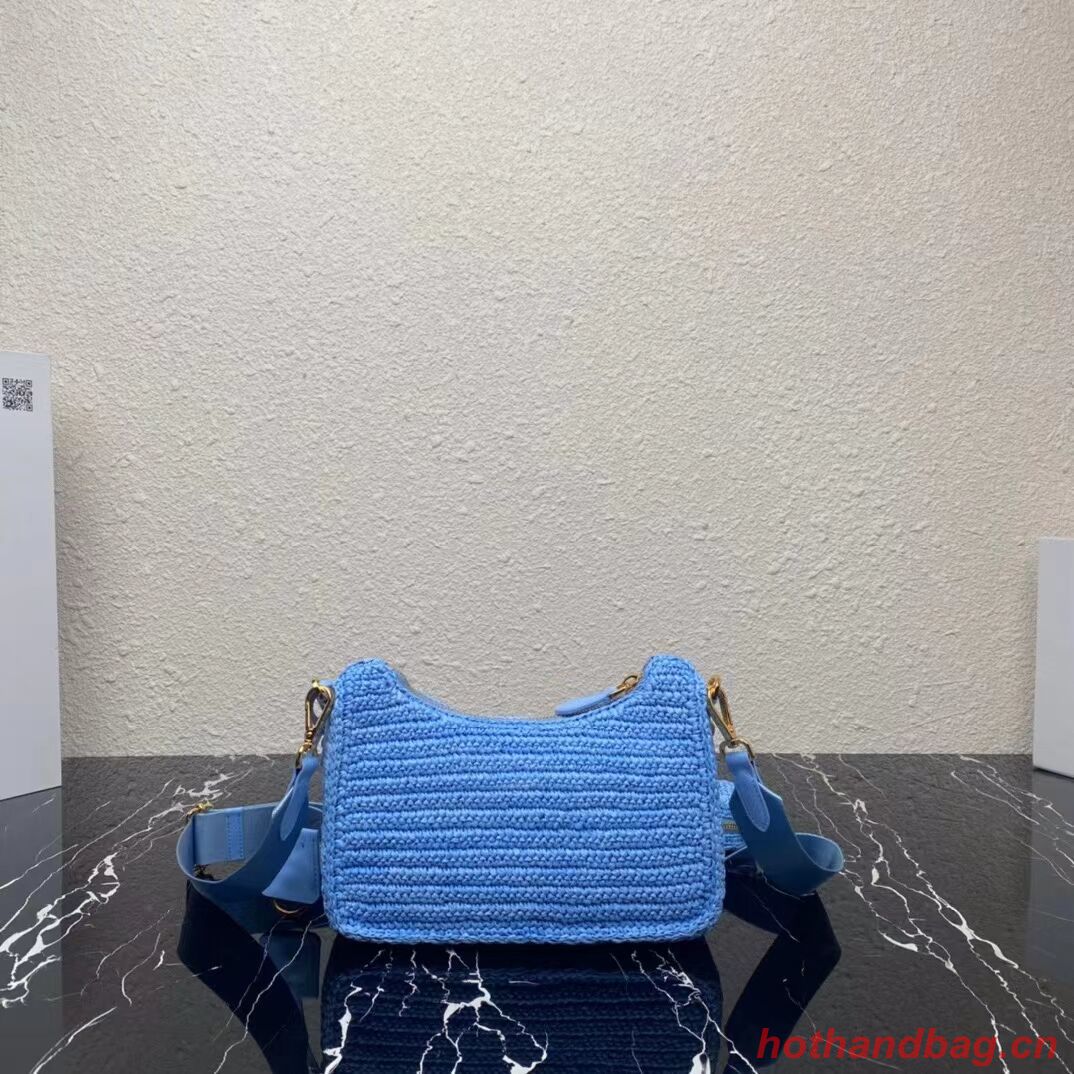Prada Re-Edition 2005 raffia bag 1BH204 sky blue Prada Re-Edition 2005 raffia bag 1BH204 sky blue