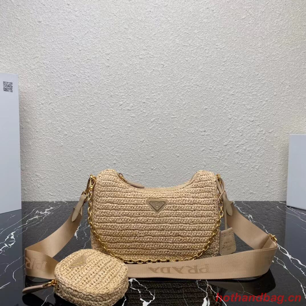 Prada Re-Edition 2005 raffia bag 1BH204 tan Prada Re-Edition 2005 raffia bag 1BH204 tan