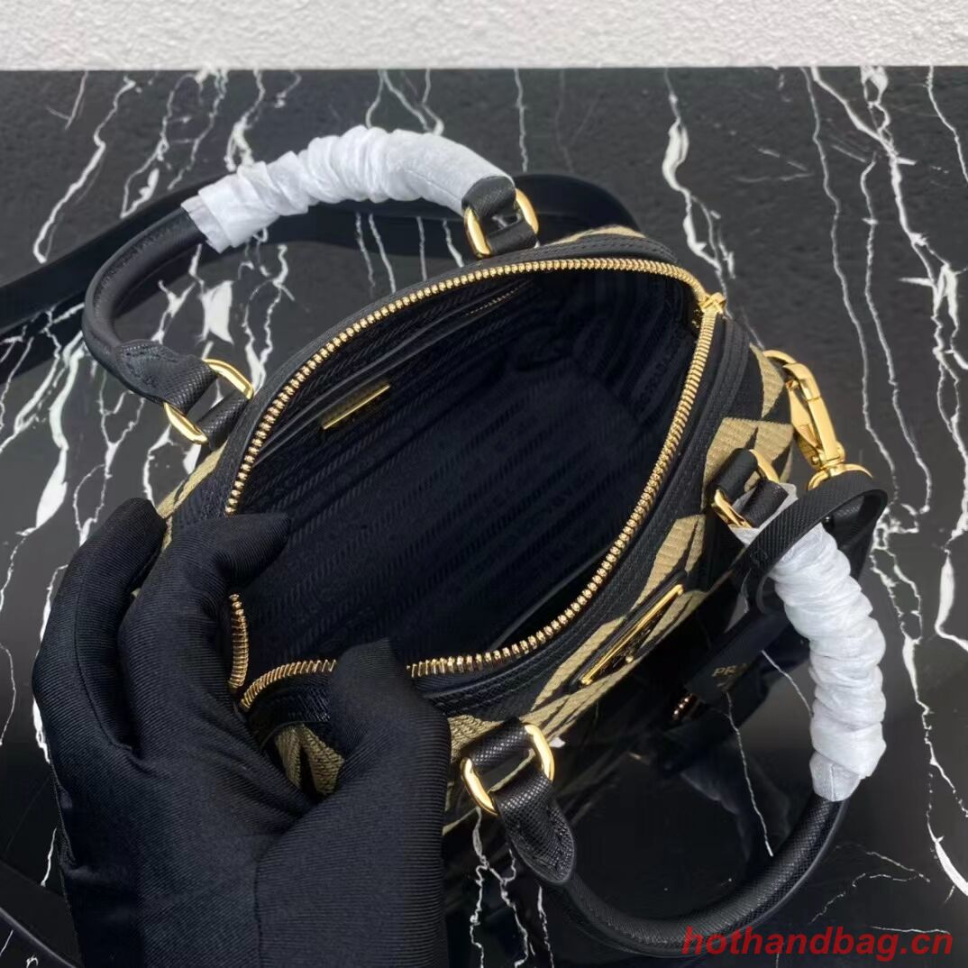 Prada Symbole embroidered jacquard fabric top-handle bag 1BB846 black Prada Symbole embroidered jacquard fabric top-handle bag 1BB846 black