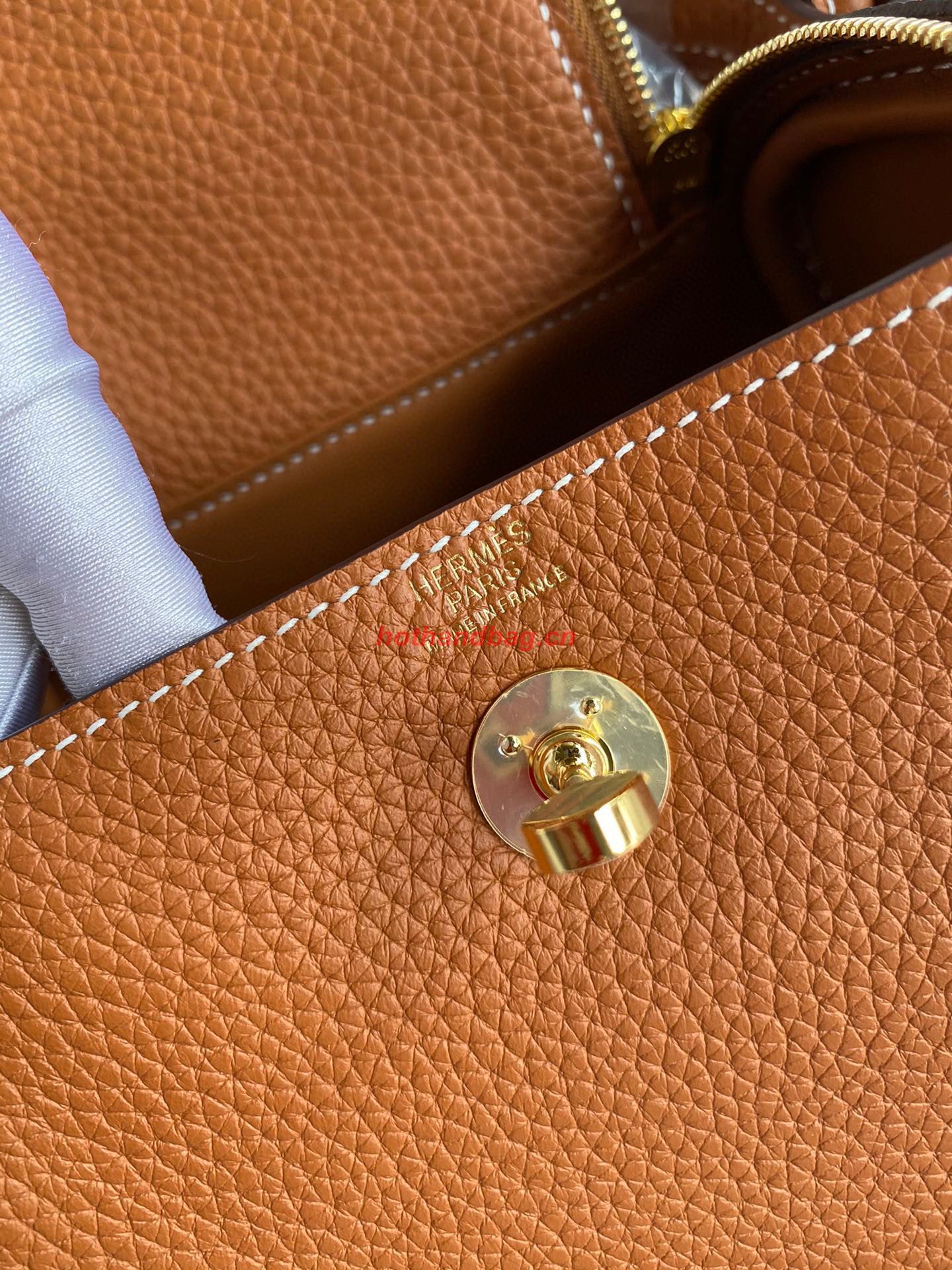 Hermes mini Lindy Original Togo Leather Bag OLD19 brown Hermes mini Lindy Original Togo Leather Bag OLD19 brown