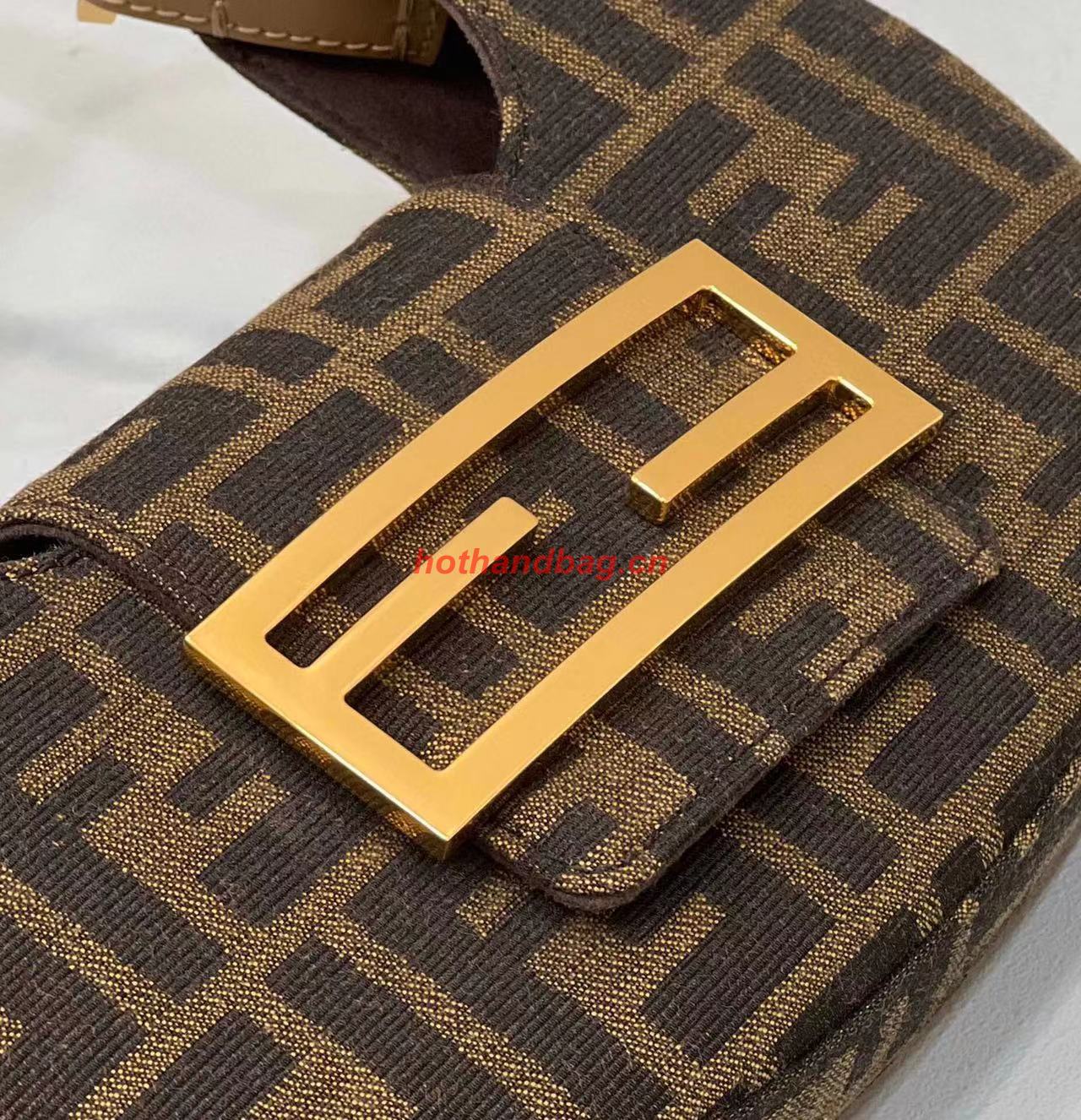 FENDI FF Fabric Shoulder bag FF10592 brown FENDI FF Fabric Shoulder bag FF10592 brown