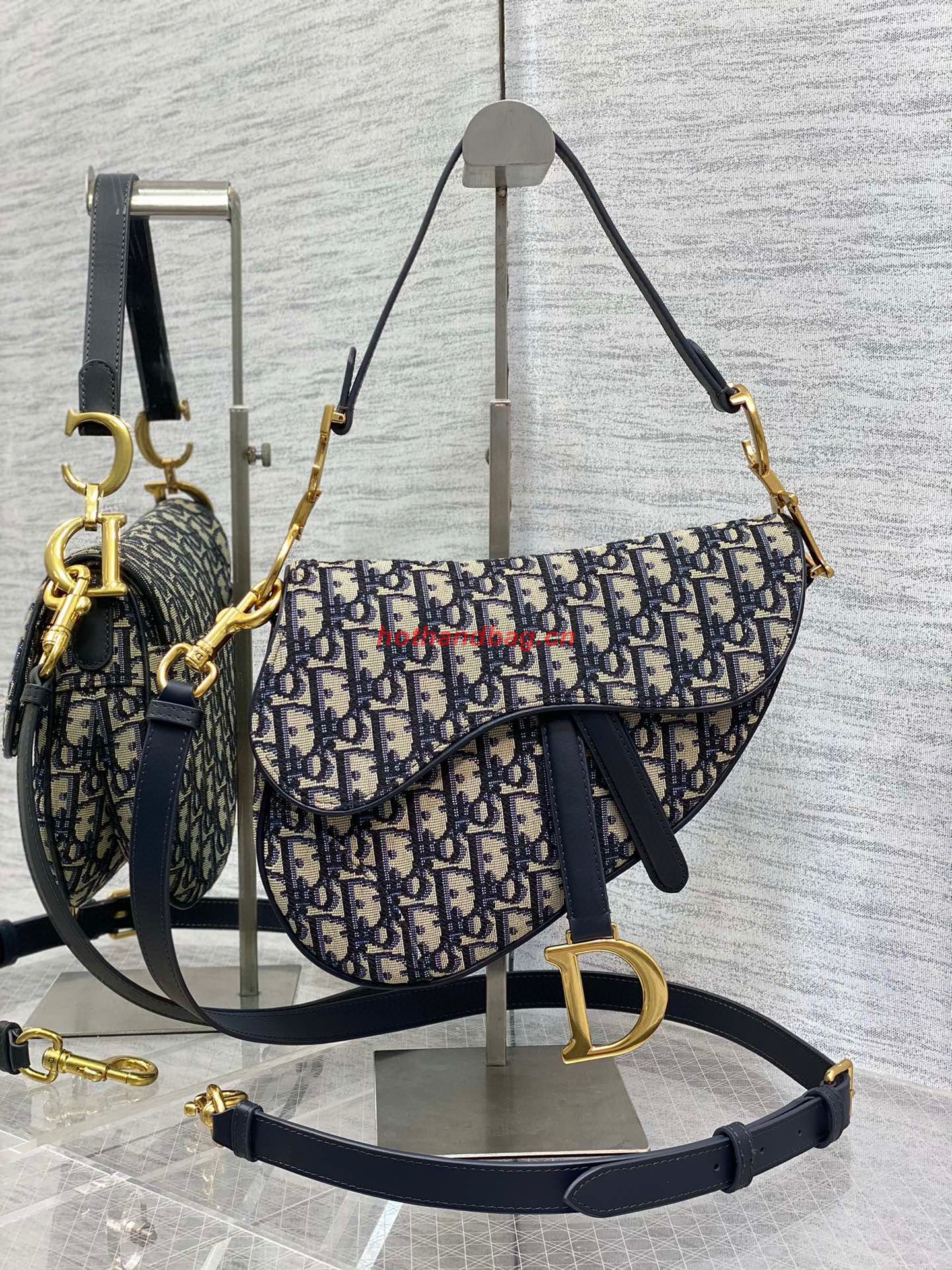 Dior Saddle Bag with Strap Oblique Jacquard M0488 Blue Dior Saddle Bag with Strap Oblique Jacquard M0488 Blue