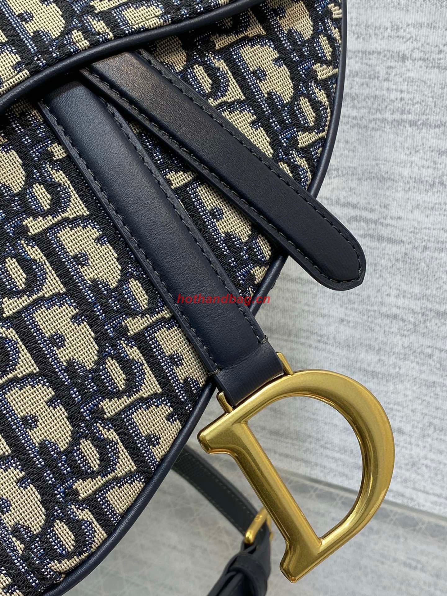 Dior Saddle Bag with Strap Oblique Jacquard M0488 Blue Dior Saddle Bag with Strap Oblique Jacquard M0488 Blue