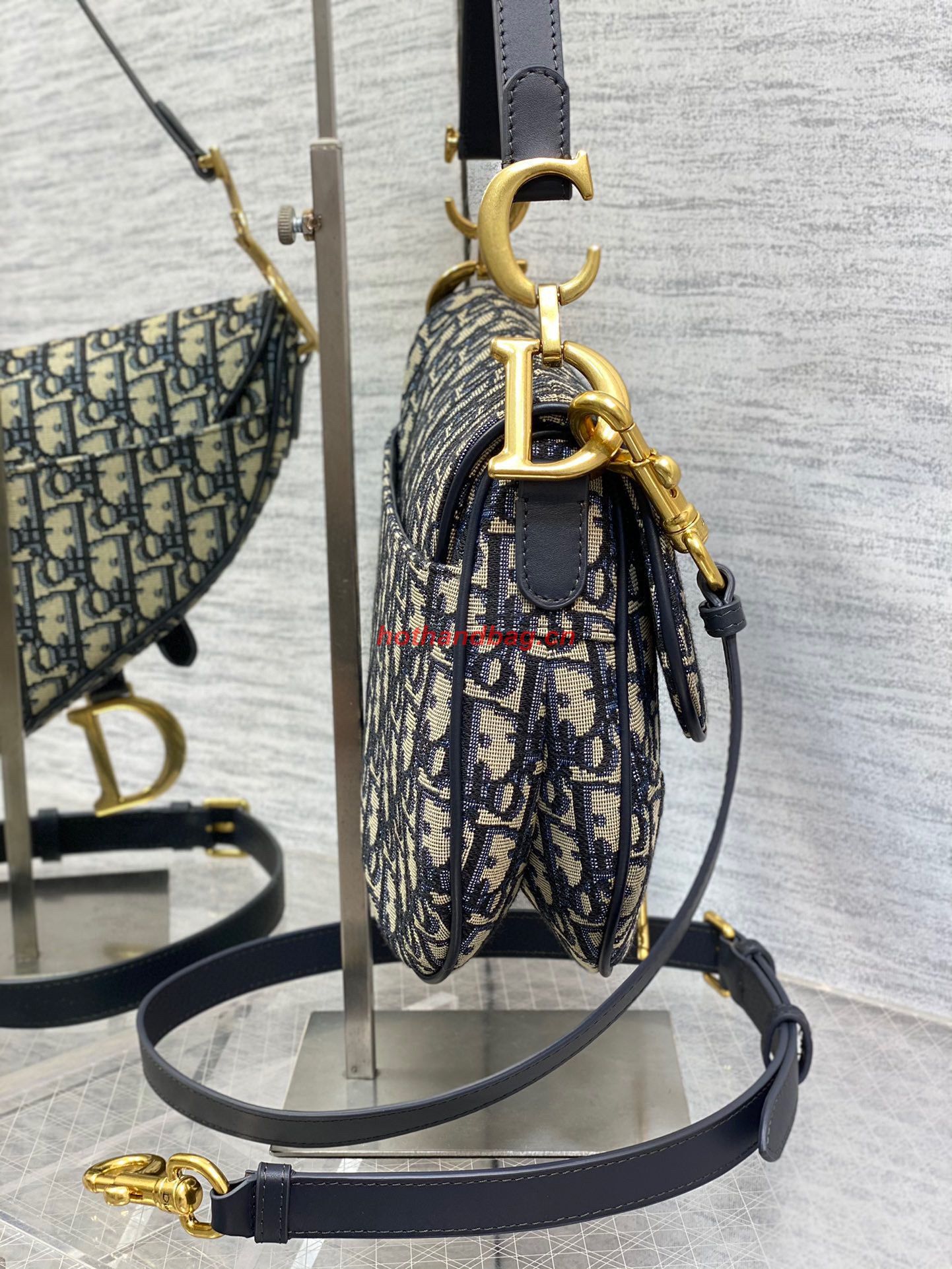 Dior Saddle Bag with Strap Oblique Jacquard M0488 Blue Dior Saddle Bag with Strap Oblique Jacquard M0488 Blue