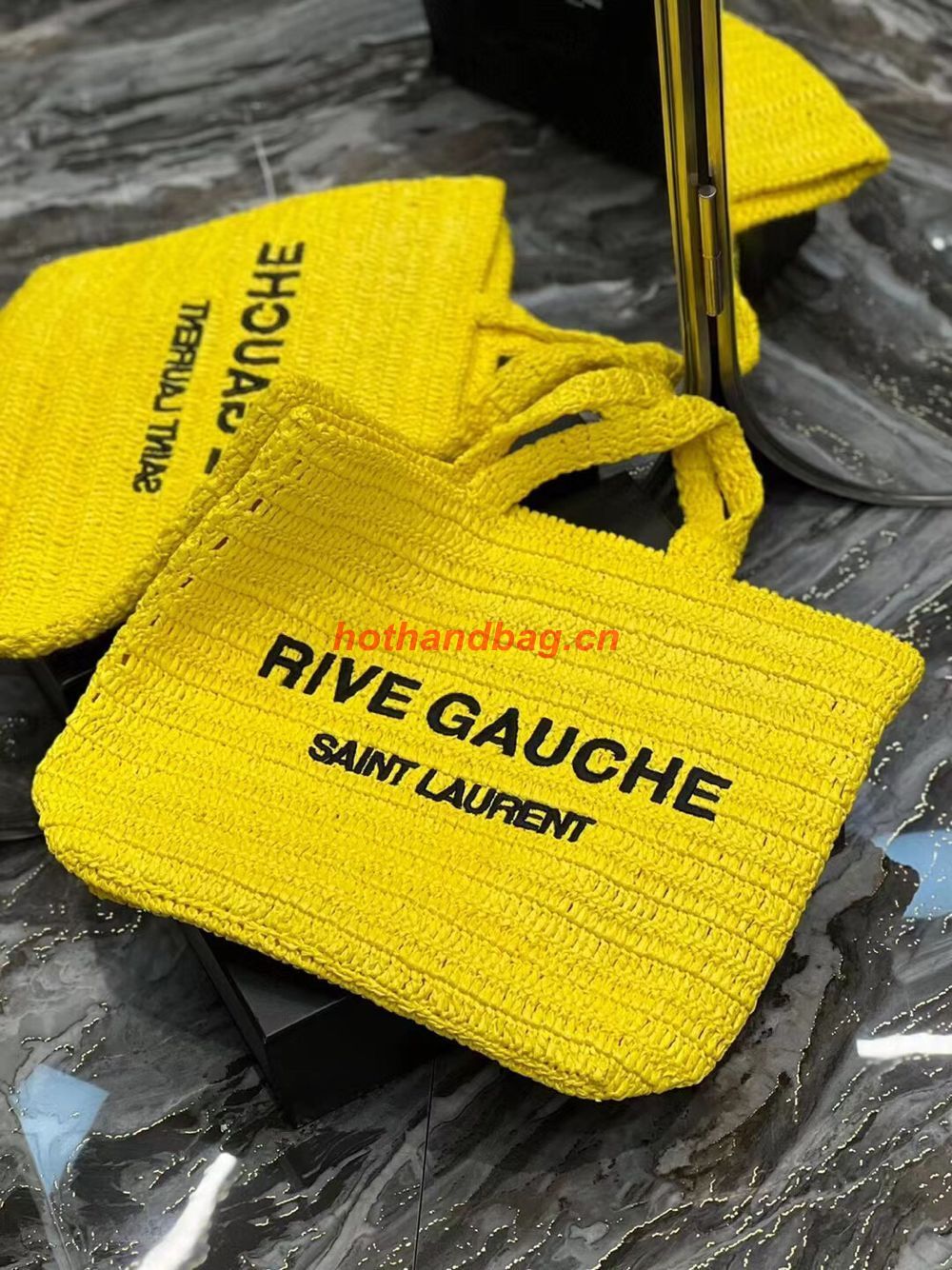 SAINT LAURENT RIVE GAUCHE SUPPLE TOTE BAG IN RAFFIA CROCHET 688864 yellow SAINT LAURENT RIVE GAUCHE SUPPLE TOTE BAG IN RAFFIA CROCHET 688864 yellow