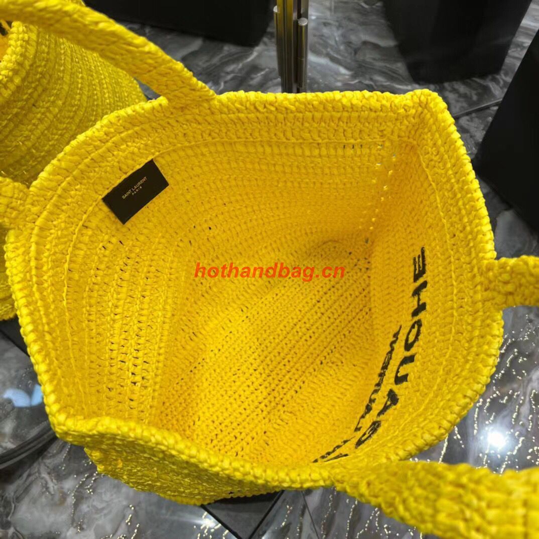 SAINT LAURENT RIVE GAUCHE SUPPLE TOTE BAG IN RAFFIA CROCHET 688864 yellow SAINT LAURENT RIVE GAUCHE SUPPLE TOTE BAG IN RAFFIA CROCHET 688864 yellow