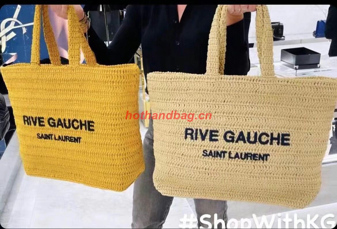 SAINT LAURENT RIVE GAUCHE SUPPLE TOTE BAG IN RAFFIA CROCHET 688864 yellow SAINT LAURENT RIVE GAUCHE SUPPLE TOTE BAG IN RAFFIA CROCHET 688864 yellow