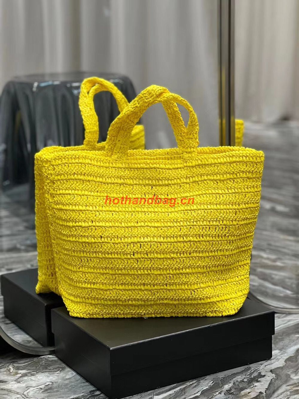 SAINT LAURENT RIVE GAUCHE SUPPLE TOTE BAG IN RAFFIA CROCHET 688864 yellow SAINT LAURENT RIVE GAUCHE SUPPLE TOTE BAG IN RAFFIA CROCHET 688864 yellow