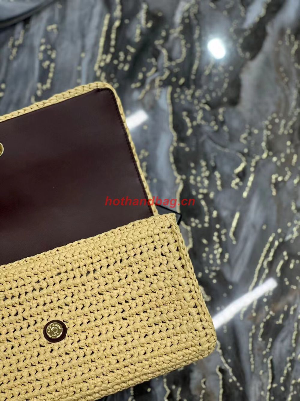 SAINT LAUREN KATE 99 CHAIN BAG WITH TASSEL IN RAFFIA Y664276 apricot SAINT LAUREN KATE 99 CHAIN BAG WITH TASSEL IN RAFFIA Y664276 apricot