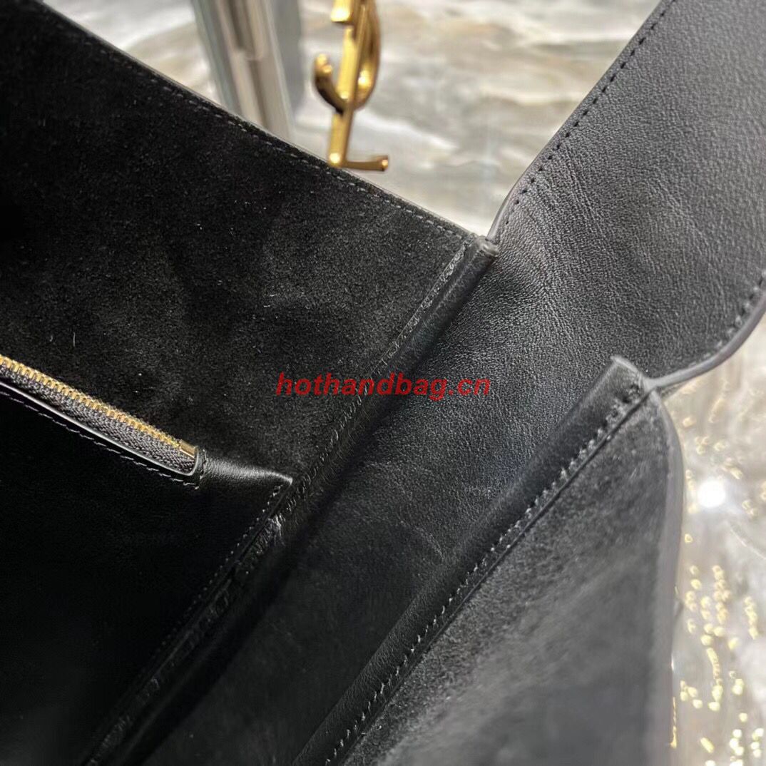 SAINT LAUREN LE 5 A 7 SOFT SMALL HOBO BAG IN SMOOTH LEATHER 713938 black