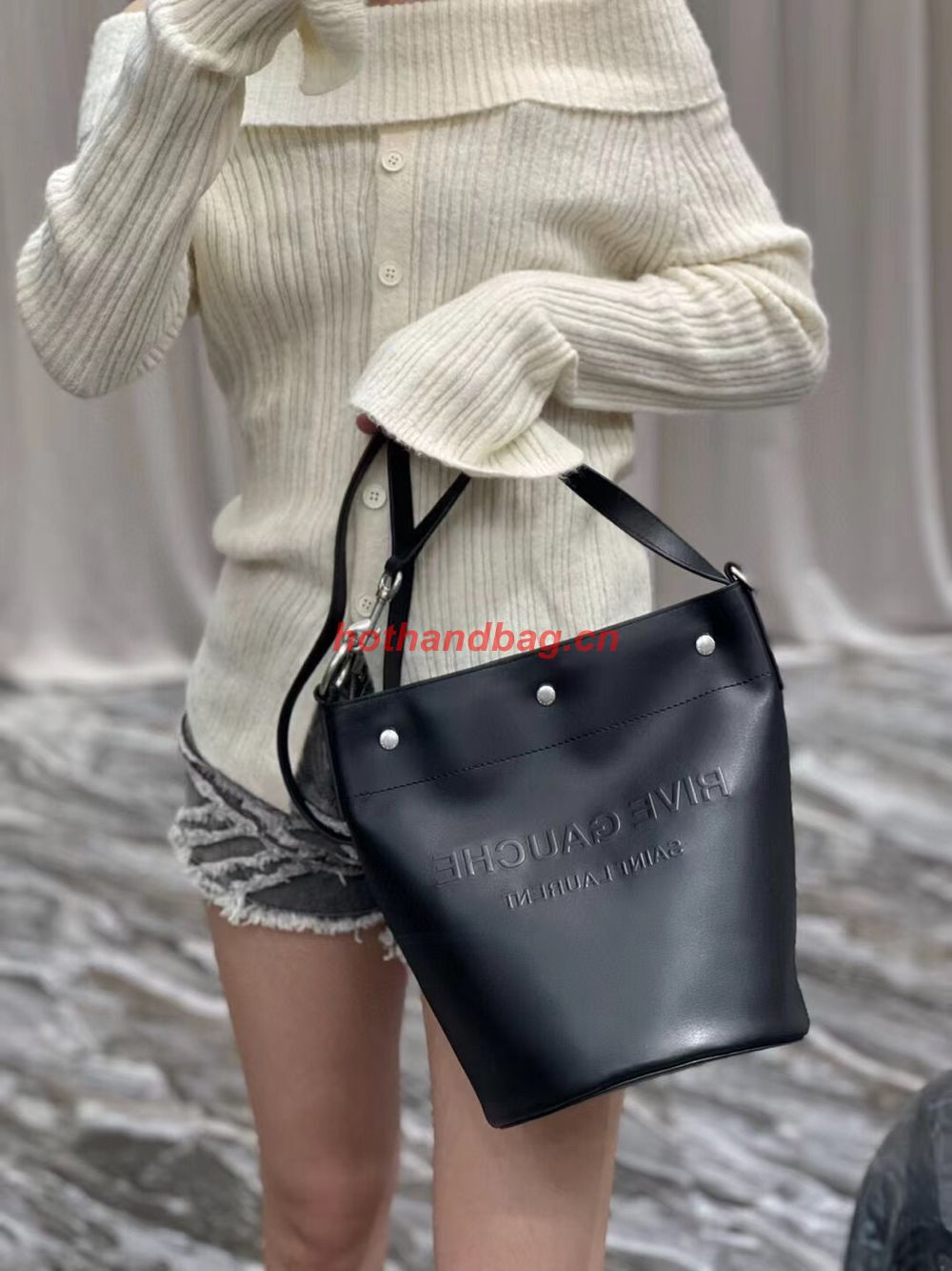 SAINT LAUREN RIVE GAUCHE BUCKET BAG IN SMOOTH LEATHER Y689299A black SAINT LAUREN RIVE GAUCHE BUCKET BAG IN SMOOTH LEATHER Y689299A black