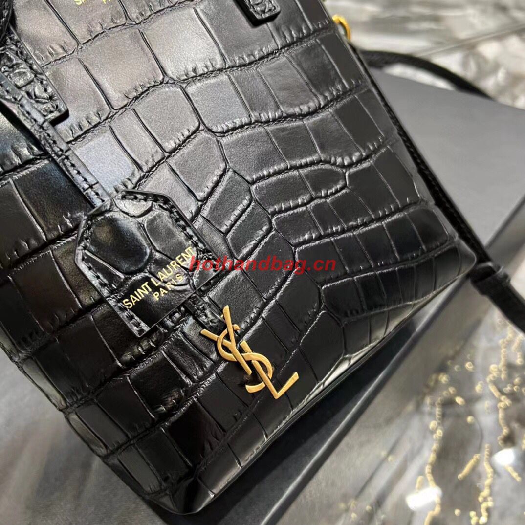 SAINT LAUREN shoulder bag IN CROCODILE-EMBOSSED LEATHER Y722366 black SAINT LAUREN shoulder bag IN CROCODILE-EMBOSSED LEATHER Y722366 black