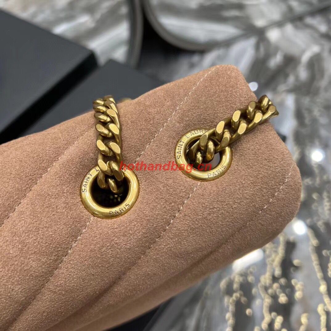 SAINT LAURENT LOULOU CHAIN BAG IN QUILTED Y SUEDE 487216 TAUPE SAINT LAURENT LOULOU CHAIN BAG IN QUILTED Y SUEDE 487216 TAUPE