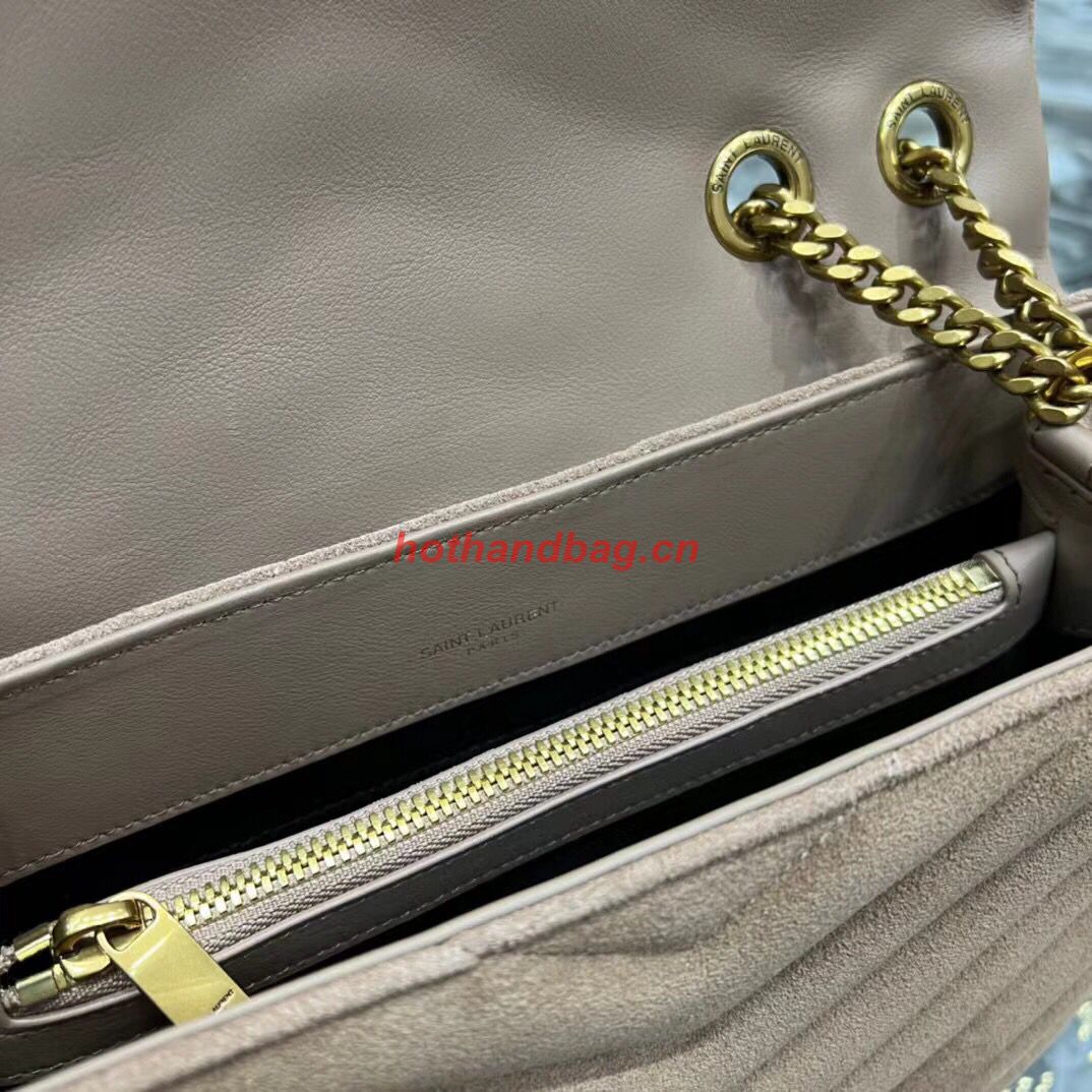 SAINT LAURENT LOULOU CHAIN BAG IN QUILTED Y SUEDE 487216 TAUPE SAINT LAURENT LOULOU CHAIN BAG IN QUILTED Y SUEDE 487216 TAUPE