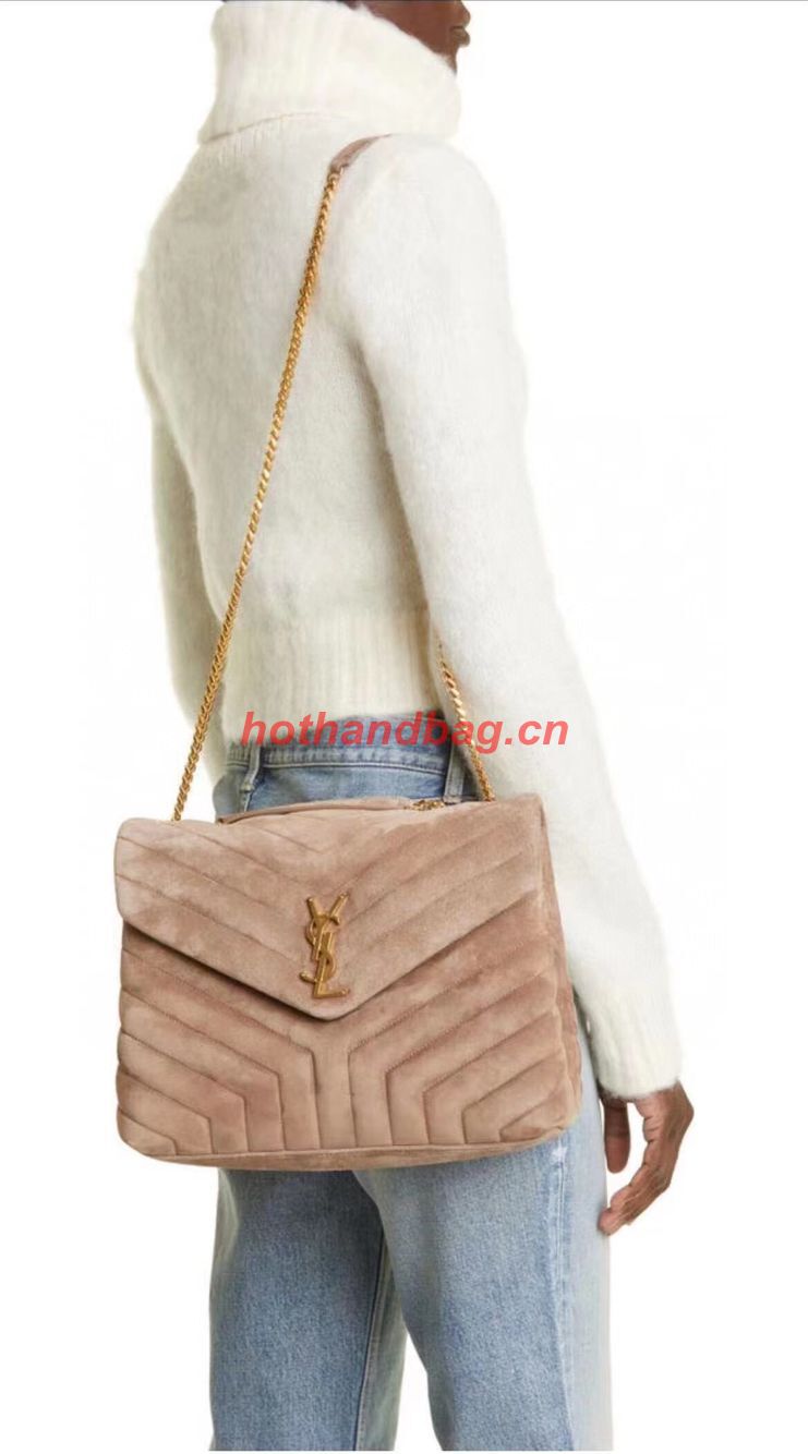 SAINT LAURENT LOULOU CHAIN BAG IN QUILTED Y SUEDE 487216 TAUPE SAINT LAURENT LOULOU CHAIN BAG IN QUILTED Y SUEDE 487216 TAUPE