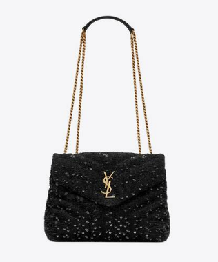 SAINT LAURENT LOULOU SMALL CHAIN BAG IN QUILTED Y LEATHER SATIN AND SEQUINS 494699 black SAINT LAURENT LOULOU SMALL CHAIN BAG IN QUILTED Y LEATHER SATIN AND SEQUINS 494699 black