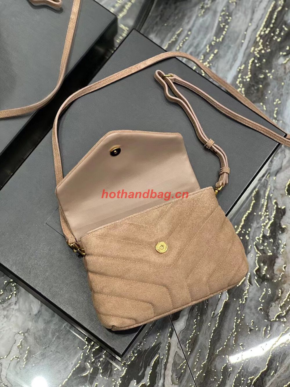 SAINT LAURENT LOULOU SMALL CHAIN BAG IN QUILTED Y SUEDE 4946991 TAUPE SAINT LAURENT LOULOU SMALL CHAIN BAG IN QUILTED Y SUEDE 4946991 TAUPE