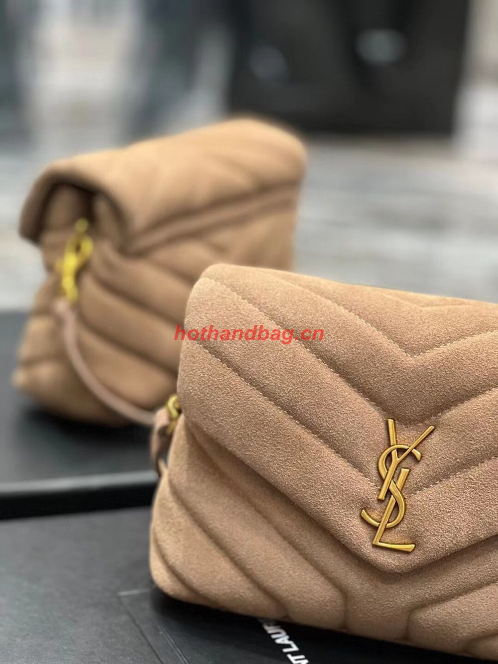 SAINT LAURENT LOULOU SMALL CHAIN BAG IN QUILTED Y SUEDE 4946991 TAUPE SAINT LAURENT LOULOU SMALL CHAIN BAG IN QUILTED Y SUEDE 4946991 TAUPE